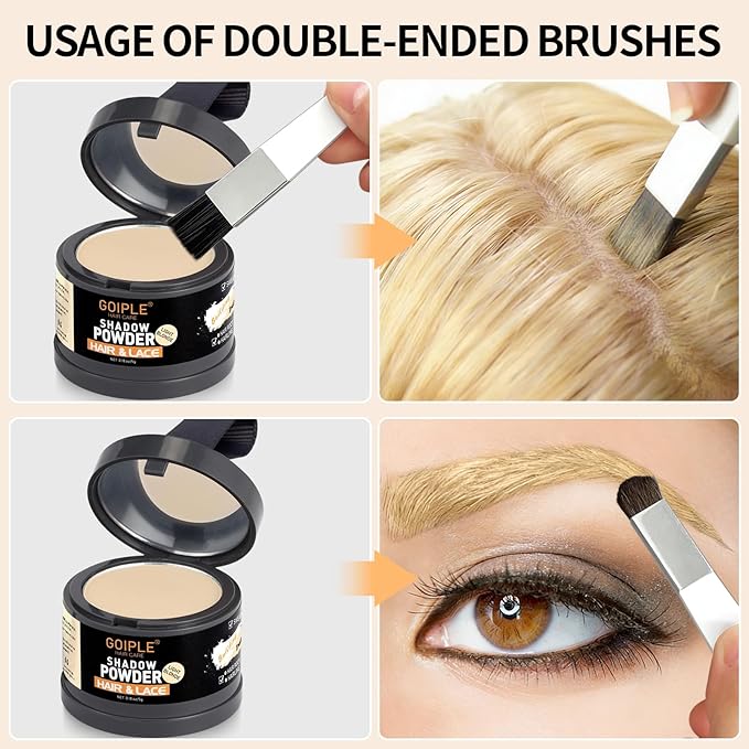 Root Cover Up Powder Hairline Powder for Women Root Touch Up Hair Color for Bald Spots, Eyebrows, Beard Line, Light-Blonde Hair Fibers for Thinning Hair Shadow Cover Up 2 Pack (Light Blonde)
