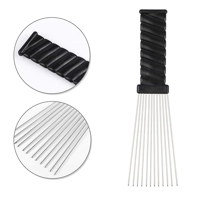 5 Pcs Afro Comb Metal African American Pick Comb Hairdressing Styling Tool Hair Pick for Hair Styling black