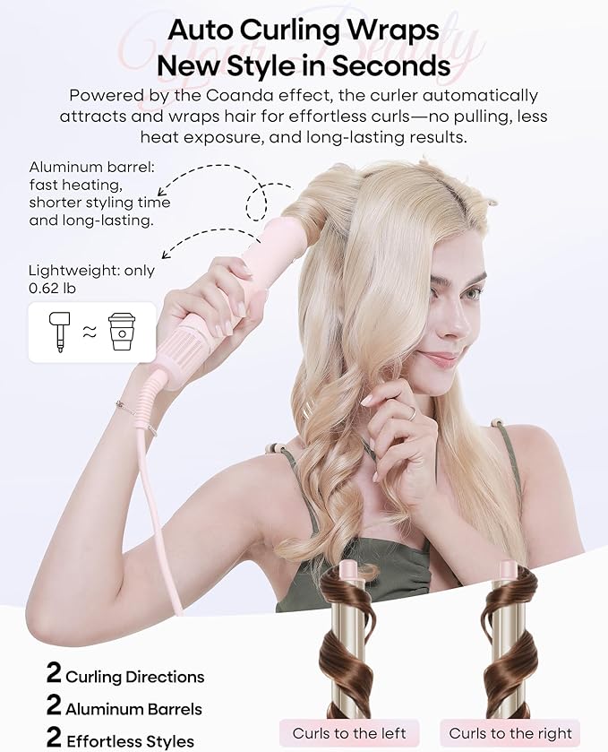 7 in One Hair Dryer Brush with Auto Wrap Curlers, Negative Ionic, No Heat Damage, Blow Dryer, Fast Drying & Frizz-Free Styling, Hot Air Styler, Straightener&Volumizing Brush with Storage Bag