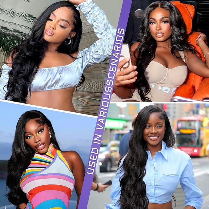 13x4 Body Wave Lace Front Wigs Skinlike HD Lace 0.10mm Ultra-Thin Invisible 13x4 Full Frontal Lace 200% Density Human Hair Wig Pre-plucked Bleached Knots Natural Hairline 15A Natural Black