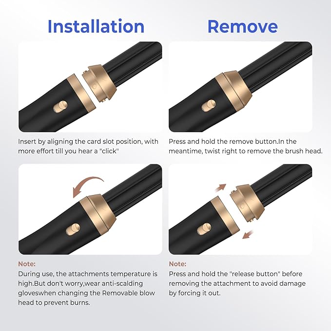 Hair Dryer Brush 5 in 1, Blow Dryer Brush Set with Air Curler Wrap Hair Styler, Negative Ionic Blow Dry Brush, Detachable Hair Tool for Curling, Volumizer,Straightener,Drying