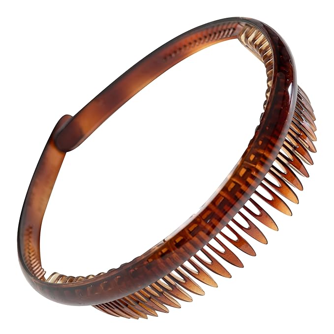 Camila Paris AD109 French Headband for Women Tortoise Shell, Strong Hold Grip Women's Hair Band, Very Flexible, No Slip and Durable Styling Girls Hair Accessories, Made in France