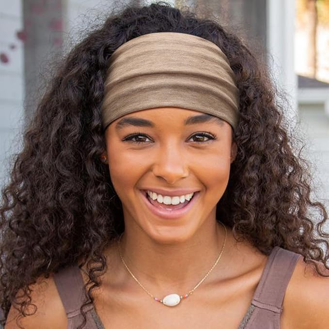 DRESHOW Extra Wide Headbands for Women Cotton Turban Knotted Bandana Head Bands Non Slip Boho Hair Accessories for Sports & Yoga