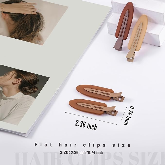 10 Pcs Creaseless No Crease No Bend Flat Hair Clips For Styling Non Slip Makeup Clips For Women Salon Hairstyle,Matte Black Brown Beige