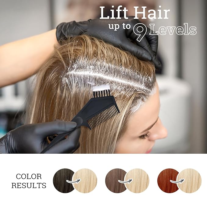Hair Bleach Kit, Hair Lightener for Dark Hair, Bleach Cream with Hair Mask, Protect & Repair While Lightening, Lifts up to 8 Shades, Complete kit with Tint Bowl, Brush, Gloves & Cap