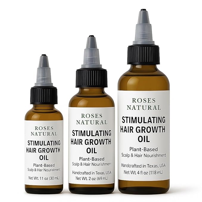 Stimulating Hair Growth Oil – Plant-Based Scalp & Hair Nourishment with Sulfur & Copper – Vegan, Handcrafted in Texas, USA (1 Fl. Oz)