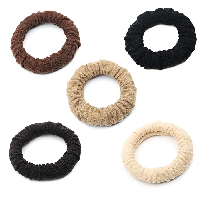 Youxuan No Damage Soft Polyester Hair Ties, No Tug Scrunchies Hair Bands with Strong Elasticity