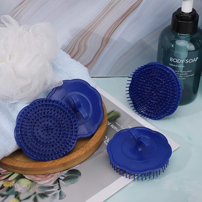 Segbeauty Palm Brush Hair, 4Pcs Scalp Massage Shampoo Brushes, Hair Brushes Men Beard Comb, Shampoo Deep Cleaning Scalp Scrubber for Washing Hair Pet Shower Grooming Travel Salon Barber Stylist Blue