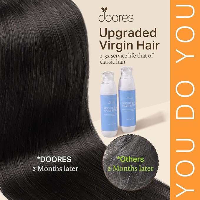 DOORES Clip in Hair Extensions Human Hair, Natural Black 150g 7pcs 22 Inch,Human Hair Extensions Invisible Edge Clip-in Natural Weft for Women