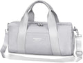 Compact Sports Gym Bag for Women and Men, Cute Mini Duffle Bag with Wet Pocket & Shoes Compartment, Personal Item Travel Workout Bag, 16"-Small, Grey