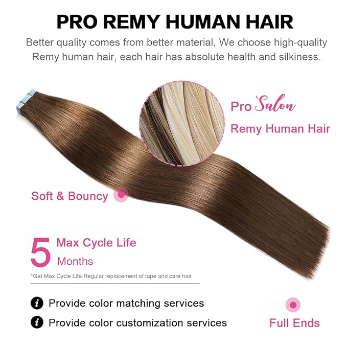 SUYYA Tape in Hair Extensions Chocolate Brown 100% Remy Human Hair 20 inches 20pcs 50g/pack Straight Seamless Skin Weft Tape Hair Extensions(20Inch #4 Dark Brown)