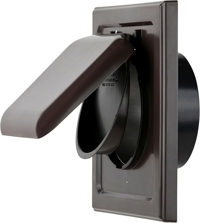 NO-PEST VENT, Exclusive Dual Door Dryer Vent Cover Outdoor 4 inch with Collar, Made in USA w Highest UV Resistant Plastic in any Outdoor Vent Cover (Brown, 4" Plastic WIth Collar)
