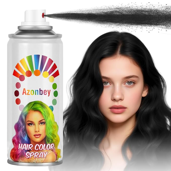 Halloween Hair Spray,Temporary Hair Color Spray for Women Kids Men,Washable Hairspray,Colored Hair Spray,Color Hairspray for Halloween,Party,Cosplay,Christmas Day (Black)