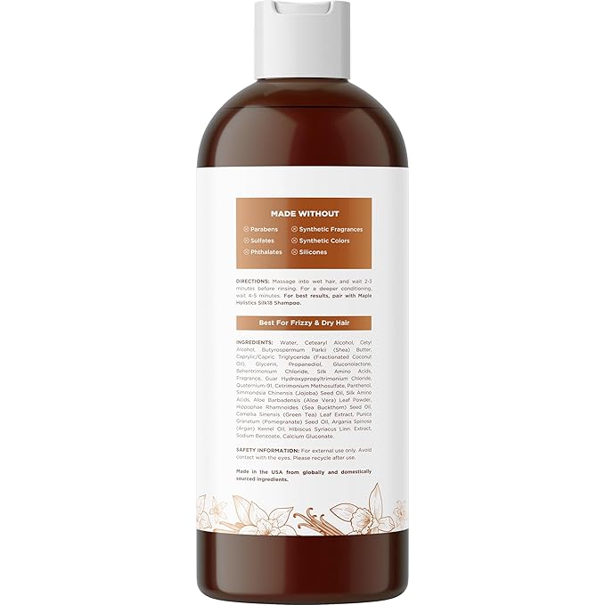 Silk Protein Conditioner for Damaged Hair - Ultra Moisturizing Conditioner for Dry Hair with Deeply Nourishing Shea Butter Argan Oil Green Tea & Aloe - Helps Define Curls & Control Frizz (16 Fl Oz)