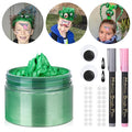Temporary Hair Color Wax Kit, Stocking Stuffers for Teen Girls age 4 5 6 7 8 9 10+ Hair Dye Color Wax Washable Crazy Hair Style with Wiggle Eyes & Face Pens(Green)