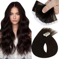 Sunny Hair Tape in Hair Extensions Real Human Hair Invisible Remy Hair Extensions Tape ins for Women Dark Brown 24 inch 25G