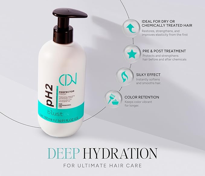 PH2 Perfect Mask – Acidic pH2 Professional Hair Mask for Bleached, Damaged & Color-Treated Hair – Essential Post-Bleach Cuticle-Sealing Treatment for Shine & Smoothness – 500 ml / 16.7 oz