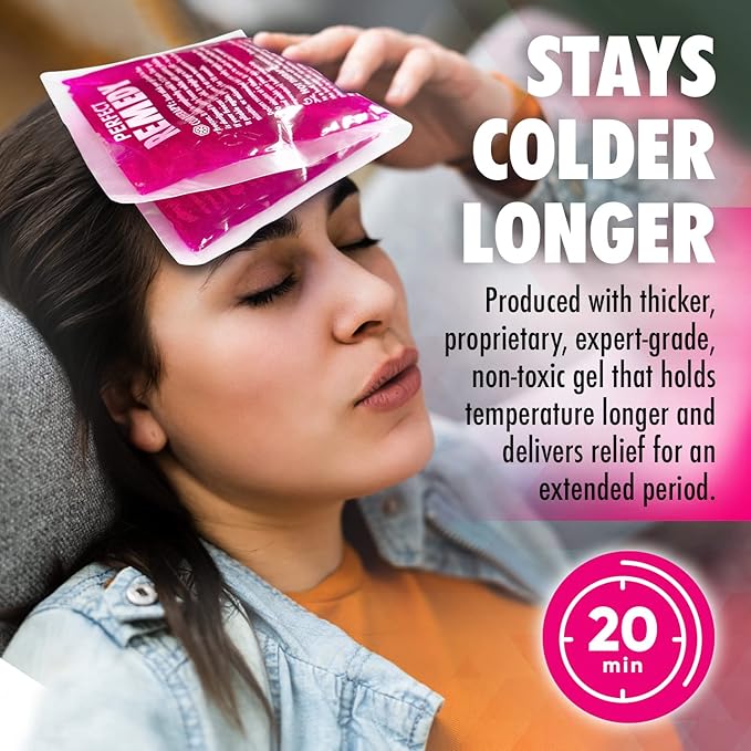 Perfect Remedy 2-Pack Gel Ice Packs for Injuries, Soft and Flexible Hot & Cold Compress, Soothing Ice Pack Aid for Sprains Strains & Soreness conditions, Alternative to Hot Water Bottles (Pink, Large)