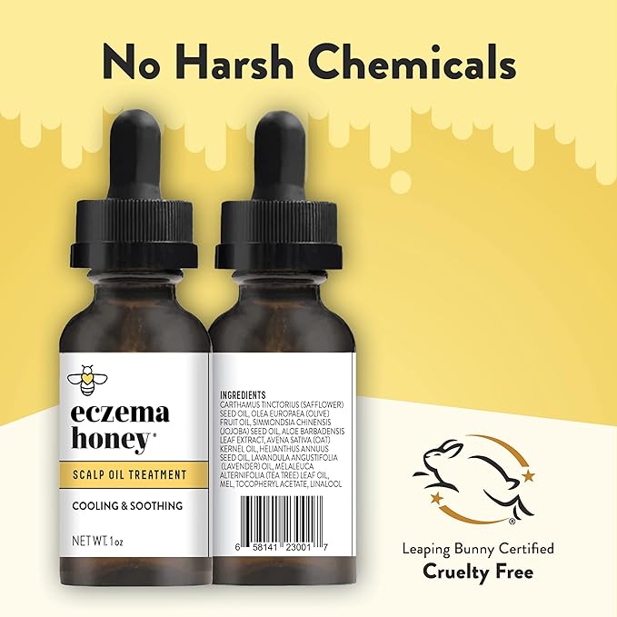 ECZEMA HONEY Soothing Scalp Oil - Natural Honey Hair Oil & Scalp Care - Daily Itchy Scalp Relief Serum - Dry Scalp Treatment Helps With Psoriasis, Seborrheic Dermatitis, Dandruff & More (1 Oz)