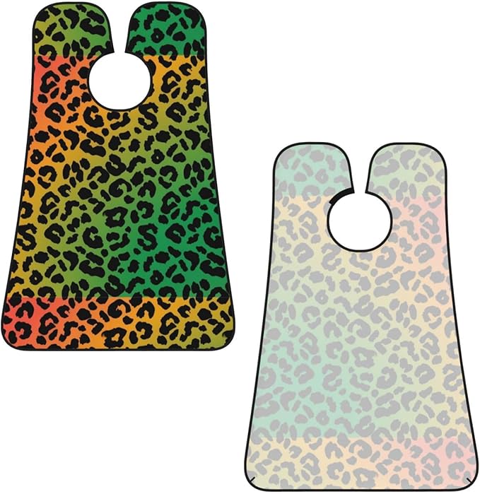 Beard Bib Apron for Men Shaving, Waterproof Non-Stick Hair Catcher with Suction Cups, Grooming Essential for Dad Husband, Rasta Flag Color Cheetah Leopard Print Floral Shave Bib