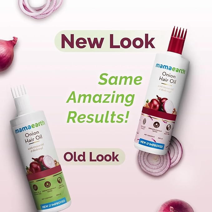 Mamaearth Onion Hair Oil | Natural & Organic Anti Hair Loss & Hair Fall Control Oil with Redensyl | for Color Treated & All Hair Types | 8.45 Fl Oz (250ml)