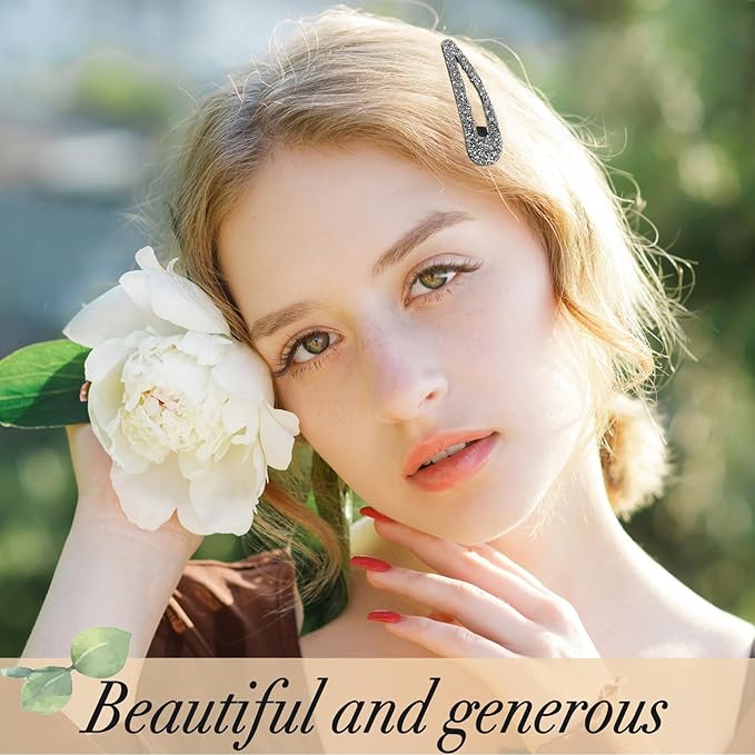 2PCS Rhinestone Hair Clips,Snap Hair Accessories,Decorative Hair Clips,Rhinestone Barrettes For Women Girls(SET19)