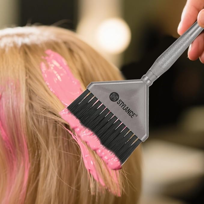 3 Pieces Hair Color Brush Kit, Balayage Tint Brush, Soft Bristles- Hair Dyeing Brushes, for Salon Hairdresser (Silver)