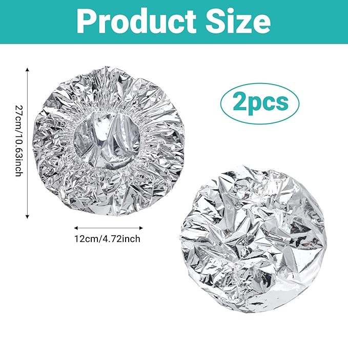 2pcs Deep Conditioning Hair Cap for Oil Treatment Heat Heated Shower Caps Reusable Aluminum Foil Double Layer Aluminum Foil Steam Caps for Home Salon Use Hair Dyeing Long Thick Hairs