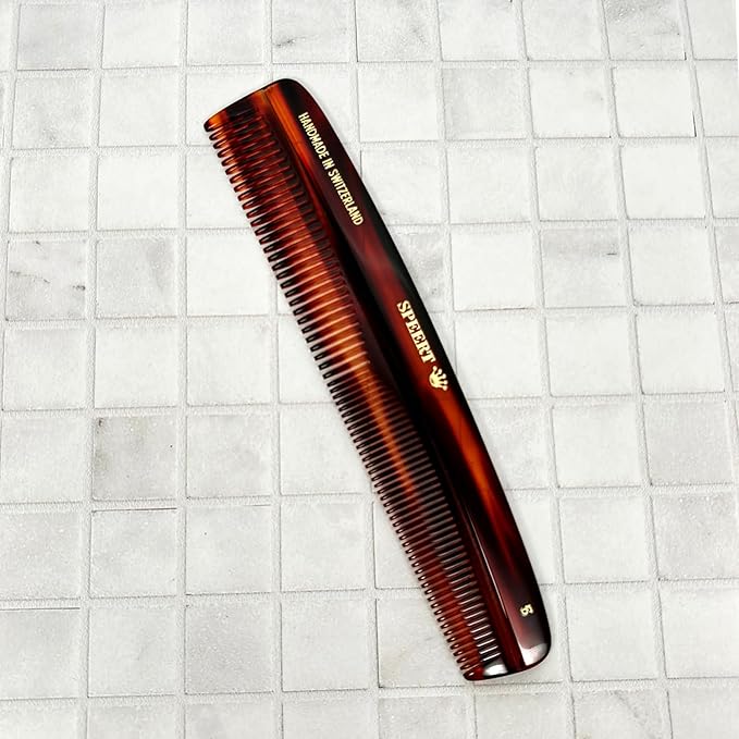 #5 Handmade Wide Narrow Tooth Comb Tortoise Havana Acetate Thick Coarse Curly Thin Fine Straight Hair Detangling Parting Grooming Teasing Styling Hairdresser Barber Hairdressing Wet Dry Pocket