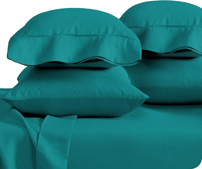 Bare Home Microfiber Bulk Pillow Cases - Standard/Queen Size Set of 4 - Cooling Pillowcases - Double Brushed - Emerald Pillowcases 4 Pack - Easy Care (Standard - 4 Pack, Emerald)