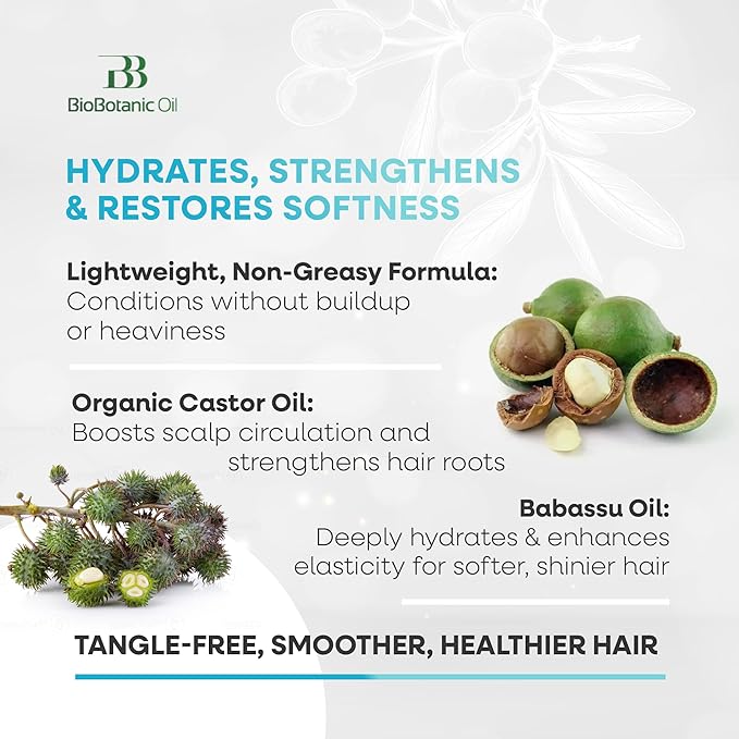 Bio Botanic Oil Magic Conditioner for Thin, Sparse & Brittle Hair | Deeply Hydrating & Strengthening | Organic Castor & Babassu Oils | SLS-Free, Paraben-Free | 500ml
