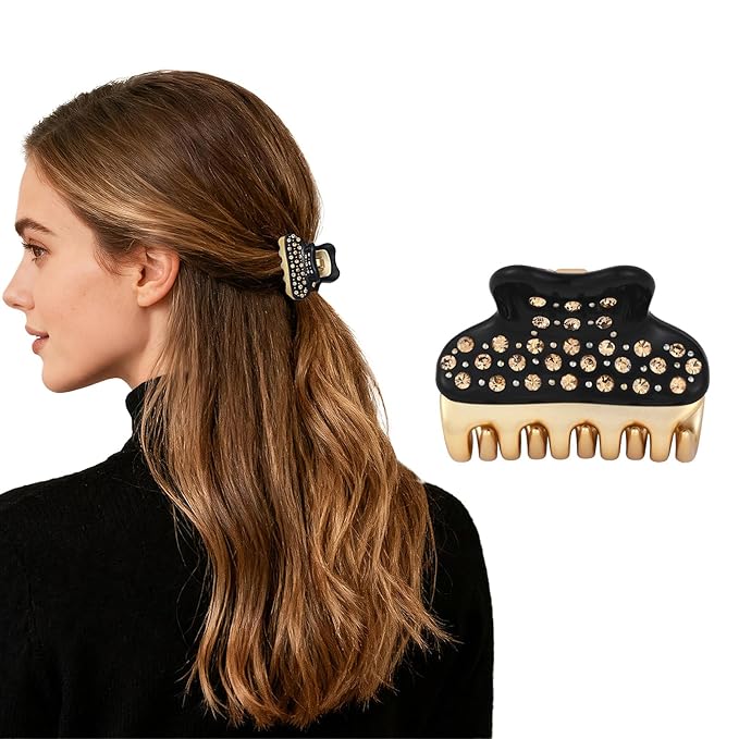 2026 Premium Durable Hair Claw Clip for Women, Original Italian Designed Strong Grip Hair Clips for Normal Fine Thin Hair, No Slip Jaw Clips with Gift Box for Christmas Birthday Girls, 1.7 Inch Black
