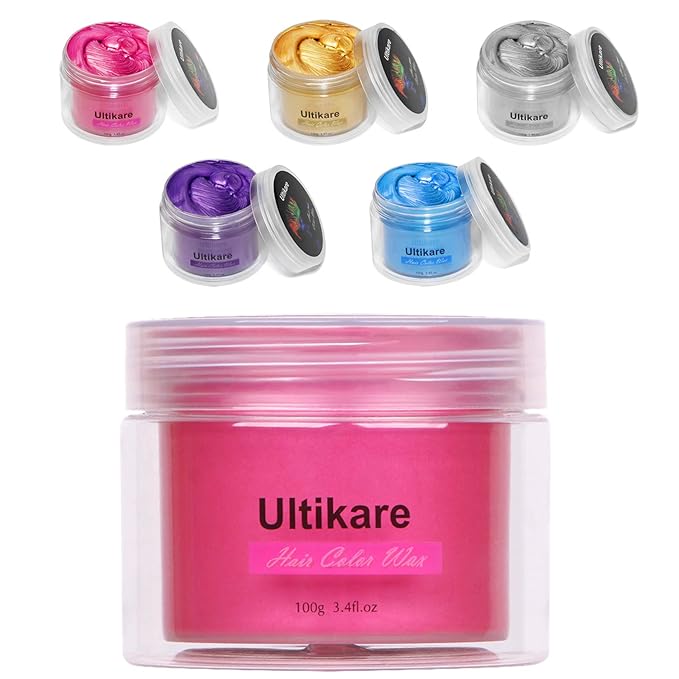 Temporary Hair Color for Kids Pink, Ultikare Hair Wax Color Dye for Dark Hair Instant Colored Hair Gel Hairstyle Wax Cream Mud Pomade 3.4 Oz Girl Gifts, Party, Cosplay & Halloween