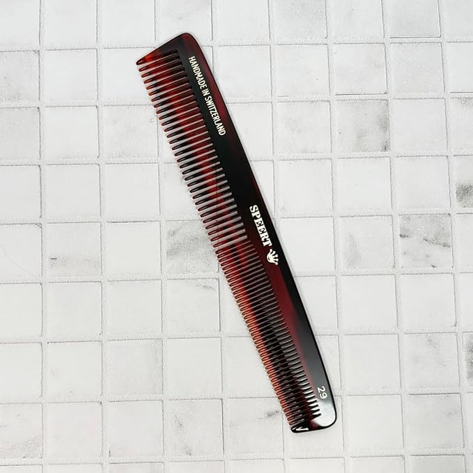 #29 Handmade Wide Narrow Tooth Comb Tortoise Havana Acetate Thick Coarse Curly Thin Fine Straight Hair Detangling Parting Grooming Teasing Hair Styling Hairdresser Barber Hairdressing Wet Dry