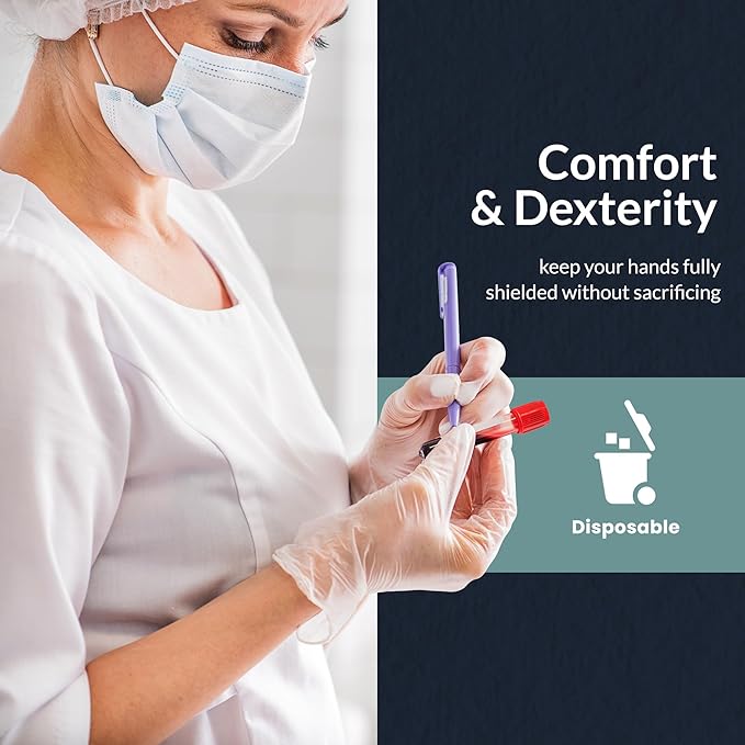 MED PRIDE Medical Vinyl Examination Gloves (Large, 100-Count) Latex & Rubber Free, Ultra-Strong, Clear Disposable Powder-Free Gloves for Healthcare & Food Handling Use (Pack of 2)
