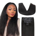 Lashey Seamless Hair Extensions Real Human Hair 110g 7pcs Light Yaki Straight Clip in Hair Extensions Natural Black 24 Inch Seamless Long Clip ins for Women