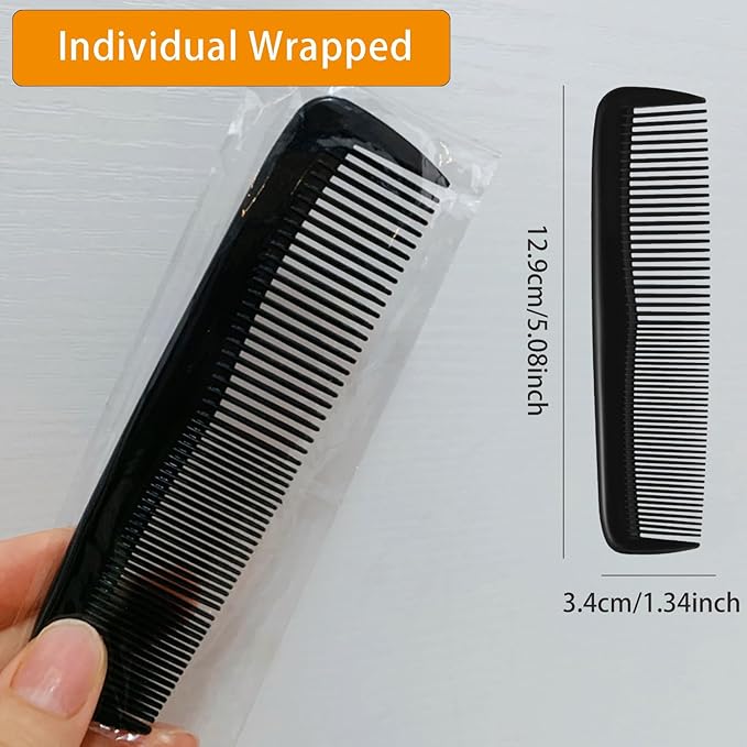 Hair Combs Bulk, 50pcs Individually Wrapped, Colorful Pocket Hair Comb Set Fine Tooth Dressing for Women/Men, Travel, Hotel, Airbnb, Operation Christmas Child Shoeboxes, Homeless, Shelter, Charity