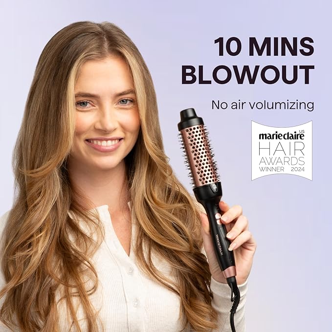 Wavytalk Updated Version Thermal Brush for Blowout Look, Blowout Express 1.5 Inch Ionic Thermal Round Brush Makes Hair Smoother Get Natural Curls, Dual Voltage, Easy to Use