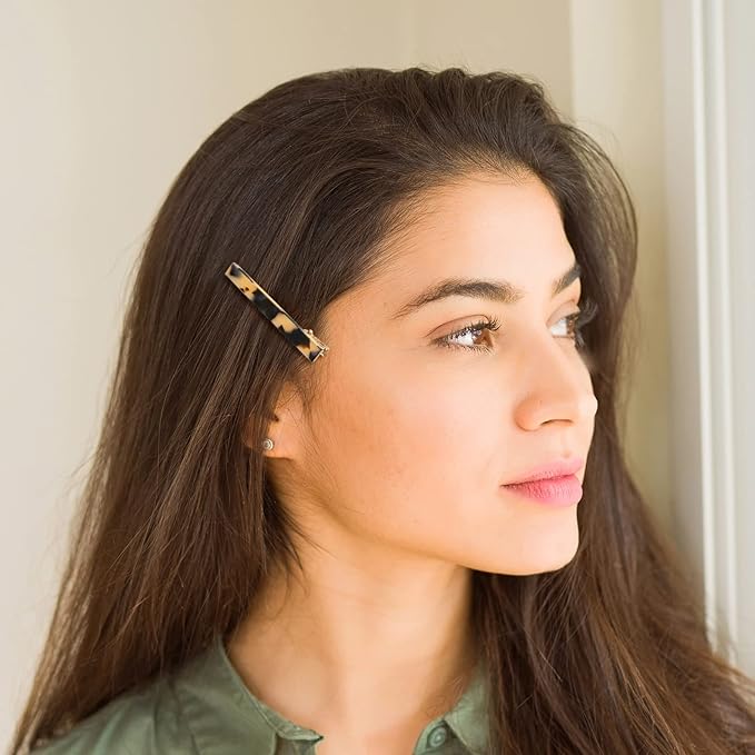 Cobahom 6 Pack Leopard Print Tortoise Shell Metal Hair Pins, Duck Teeth Hair Clips for Styling Women's Hair 2.36 Inch