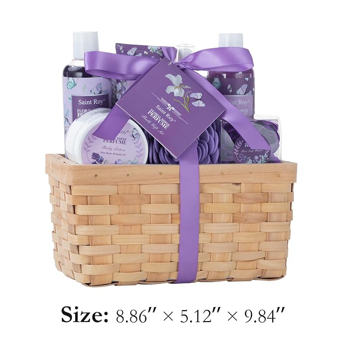 Bath & Shower Spa Basket Gift Set, Perfume Scent spa kit for women w/ Shower Gel, Bubble Bath,Lotions, Bath and Body Christmas Gifts for Women, Self Care Gifts Basket for Her, Birthday Gifts