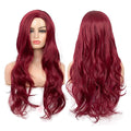 Baruisi Long Curly Wavy Wine Red Wigs for Women Side Part Natural Looking Cosplay Synthetic Fiber Wig Heat Resistant Replacement Wig