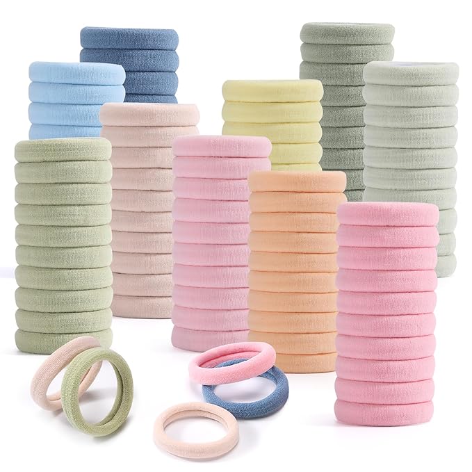 100PCS Elastic Hair Accessories - Seamless Cotton Hair Bands, Soft Ponytail Holders for Thick/Thin Hair, No Damage Morandi Color Elastics for Women and Girls