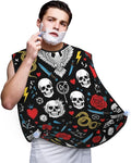 Beard Hair Catcher for Men, Waterproof Shaving Bib Apron Non-Stick, Trimming Tool for Dad Husband, Cool Rock Wild Eagle Red Rose Skull Floral Shave Bib