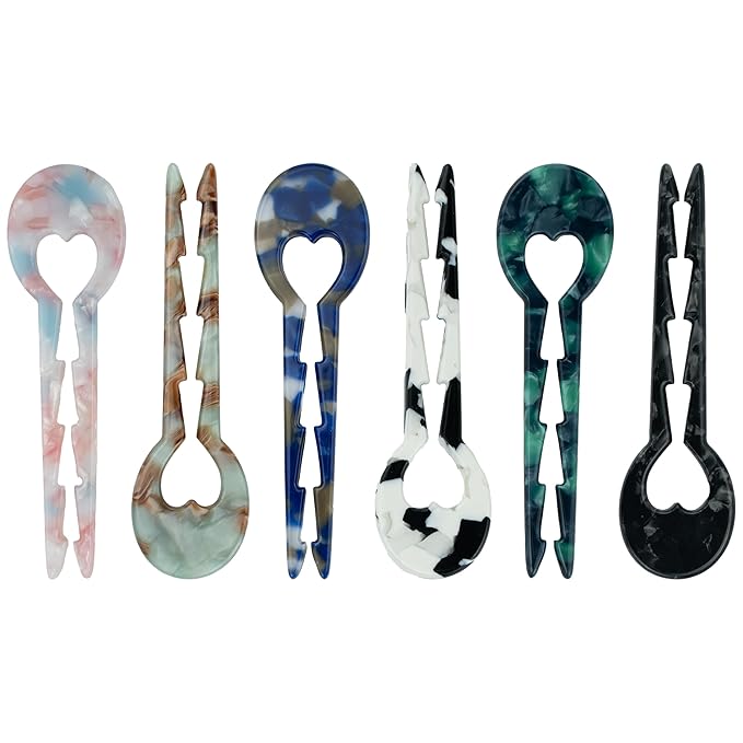 6PCS Small Hair Pins, Light Pattern French Hair Sticks for Fine Hair, Prestige Hair Accessories