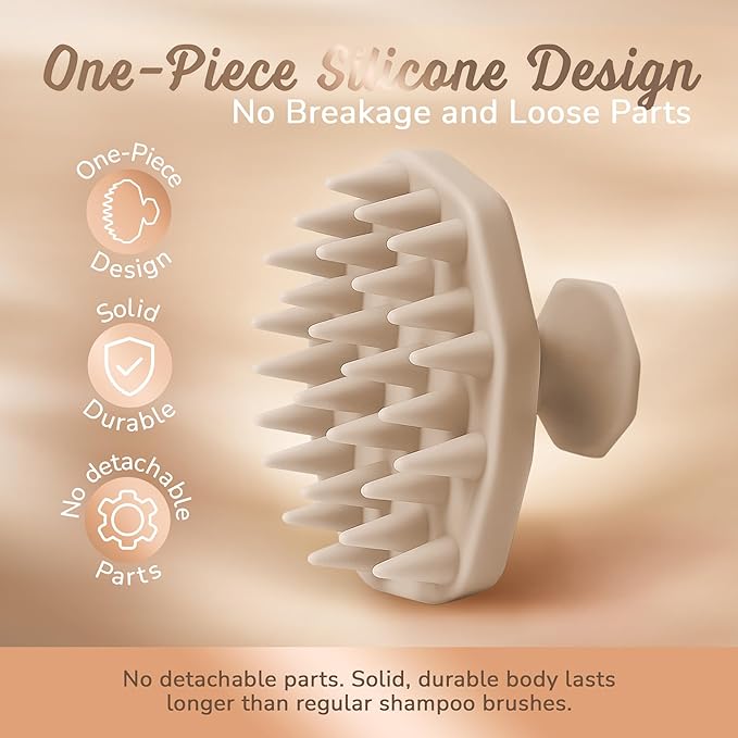 Silicone Scalp Scrubber - Massage Shampoo Brush, Soft Bristles for Hair Growth & Dandruff Removal - Ergonomic Design, Wet & Dry Use, Deep Cleansing Scalp Exfoliator for All Hair Types - Clay