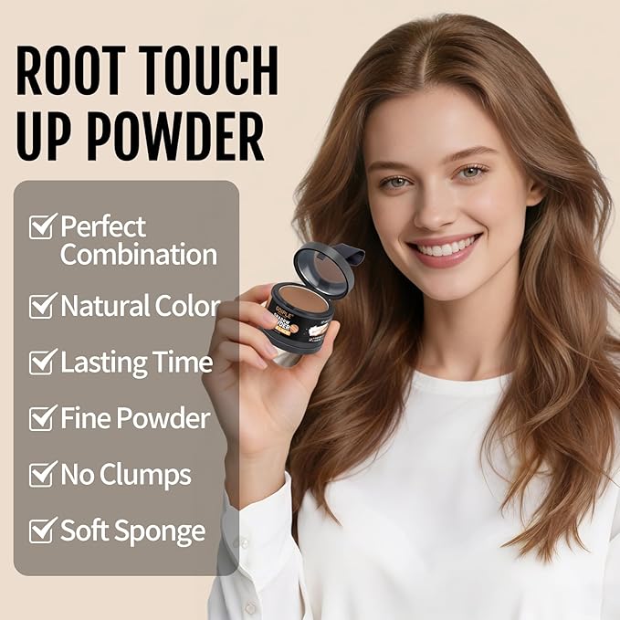 Root Cover Up Powder for Women - Medium Brown Hairline Powder for Bald Spots, Eyebrows, Beard Line, Light-Blonde Hair Fibers for Thinning Hair Shadow Powder 2 Pack