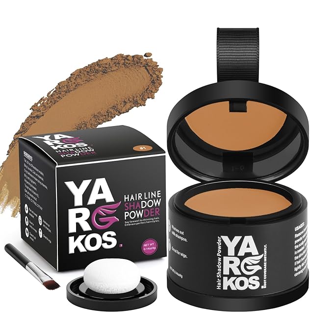 Hairline Shadow Powder, Light Brown, Root Touch Up Powder for Instantly Gray Hair Cover Up, Women Color Root Coverage for Thinning Grey, Mens Roots Concealer for Hair Loss Beard Line, #1