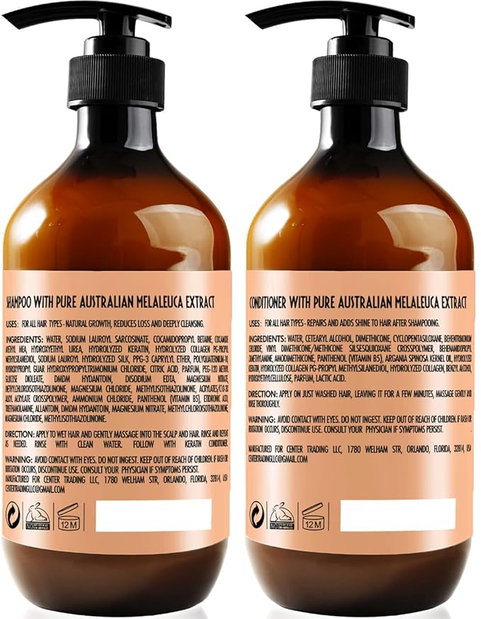 Keratin Shampoo and Conditioner Set - Sulfate and Paraben Free Treatment for Dry Hair - Anti Frizz, Collagen Enriched Formula for Curly or Damaged Hair - Safe for Men and Women with Color Treated Hair