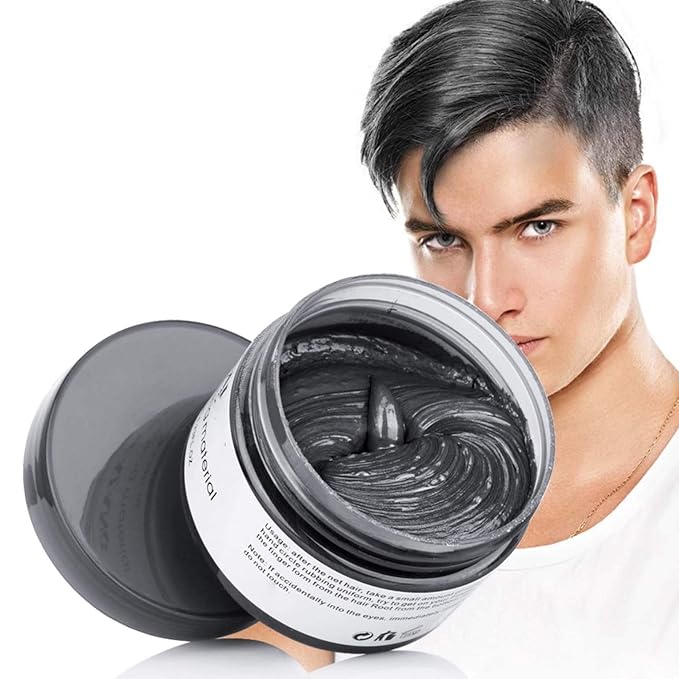 Black Hair Color Wax, Instant Hairstyle Cream 4.23 oz, Temporary Natural Hair Wax for Party, Cosplay, Halloween, Daily use, Date, Clubbing (Black)
