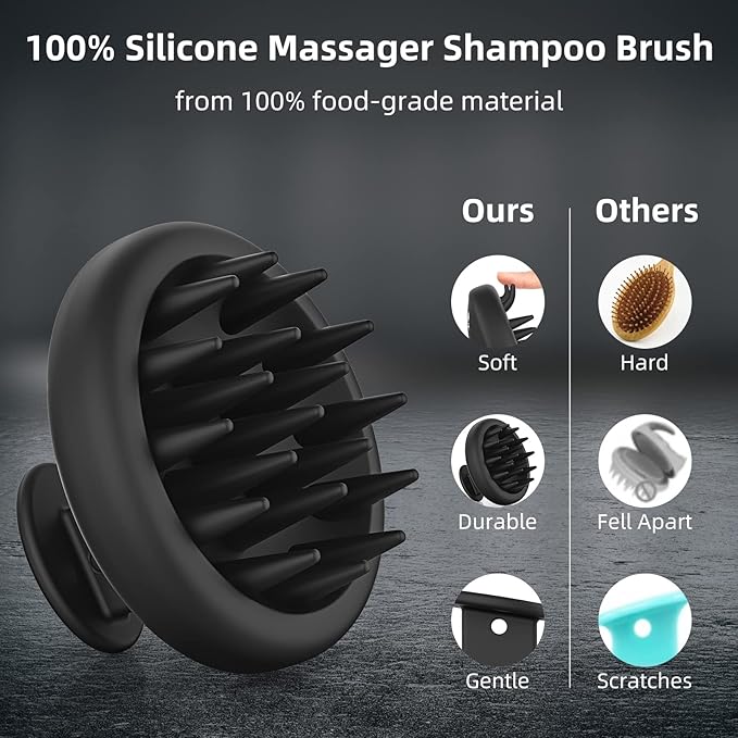 VIKICON Silicone Scalp Massager Shampoo Brush for Hair Growth, Beard Brush for Men, Face & Beard Scrubber Exfoliator, Wet Dry Shower Head Scalp Massager for Exfoliating Dandruff, Gifts for Him Father